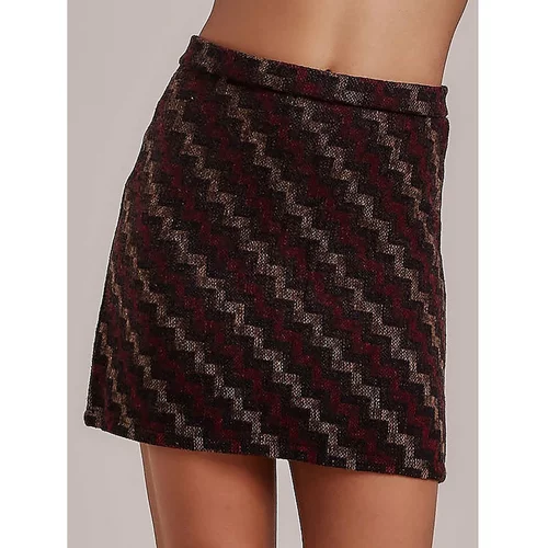 Fashion Hunters Brown mini skirt with a geometric motif
