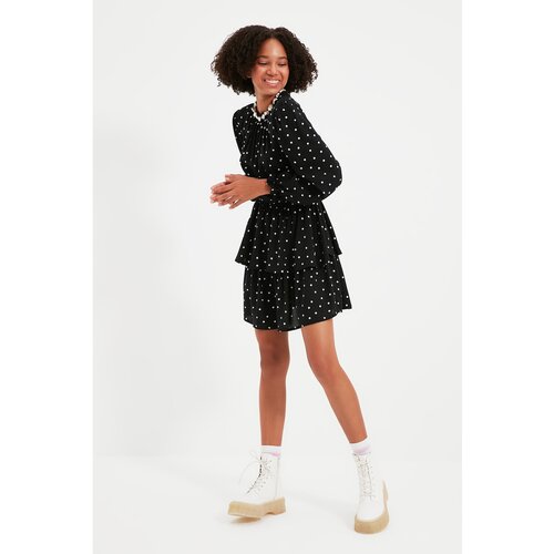Trendyol Black Polka Dot Ruffle Dress Slike