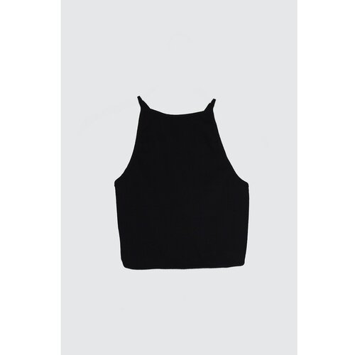 Trendyol Opaka pletena bluza S crnim povezom na leđima Detalj crna | bela Slike