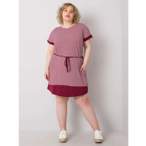 Fashion Hunters Women's maroon and white striped dress Slike
