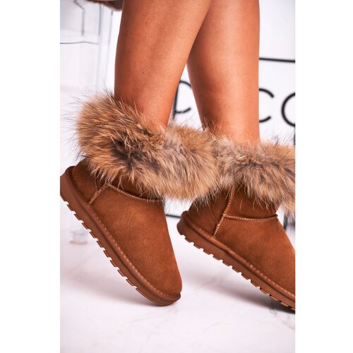 Kesi Women's Leather Snow Boots With Eko Fur Camel Alexa Cene