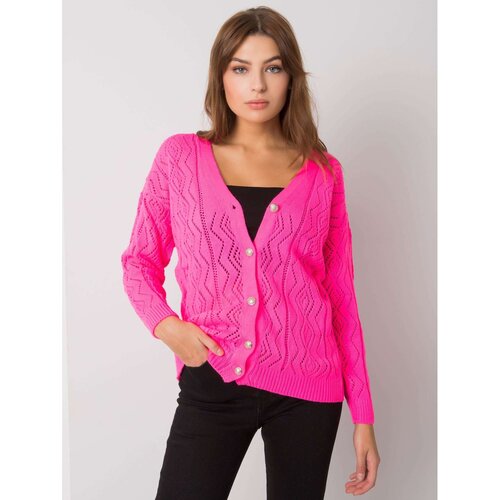 Fashion Hunters RUE PARIS Fluo pink sweater with buttons Slike