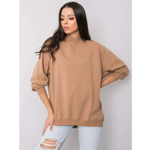 Fashion Hunters Basic cotton camel sweatshirt