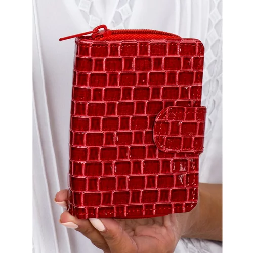 Fashion Hunters Women's red wallet with an embossed geometric pattern