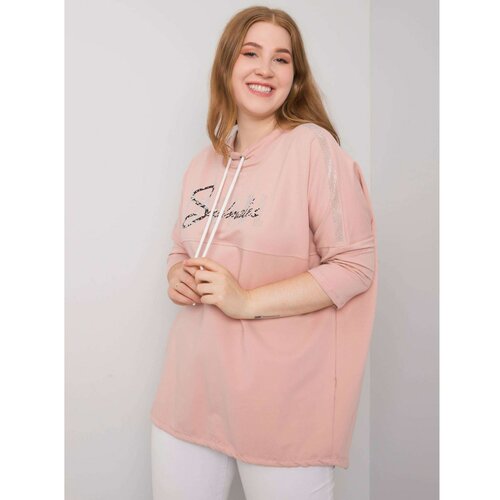 Fashion Hunters Dusty pink plus size cotton blouse with rhinestones Slike