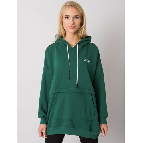 Fashion Hunters Women's dark green kangaroo sweatshirt Slike