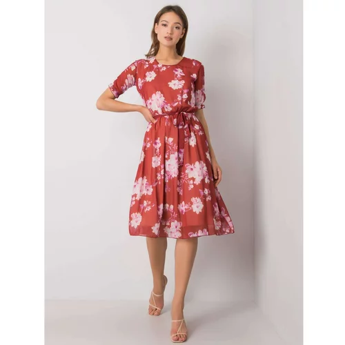 Fashion Hunters Brick dress with floral patterns