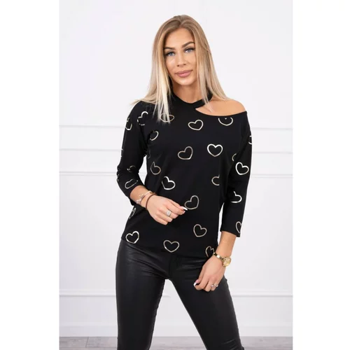 Kesi Blouse with a print of hearts black
