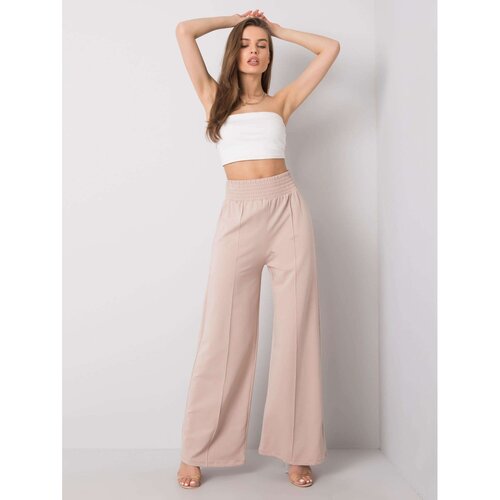 Fashion Hunters RUE PARIS Beige cotton sweatpants Slike