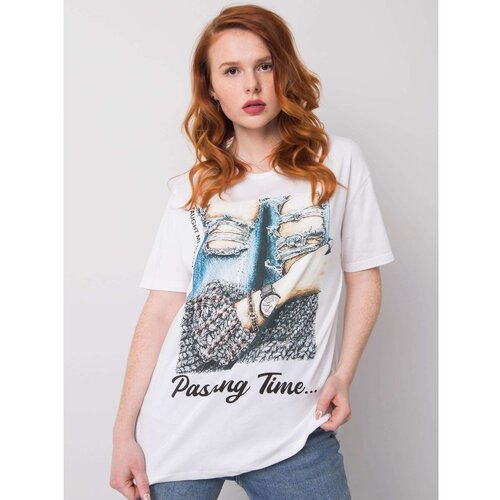 Fashion Hunters White T-shirt with a jewel applique Slike