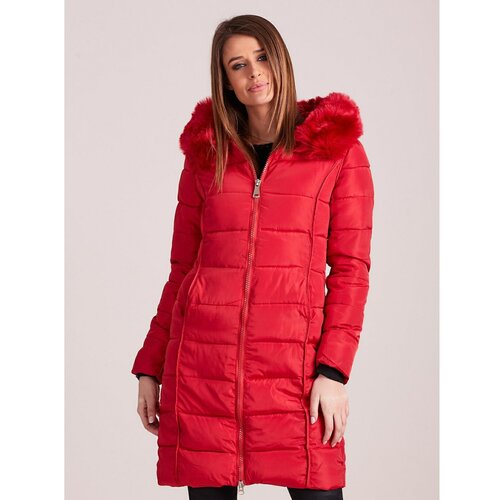 Fashion Hunters Crvena prošivena jakna za zimu tamnocrvena | Crveno Slike