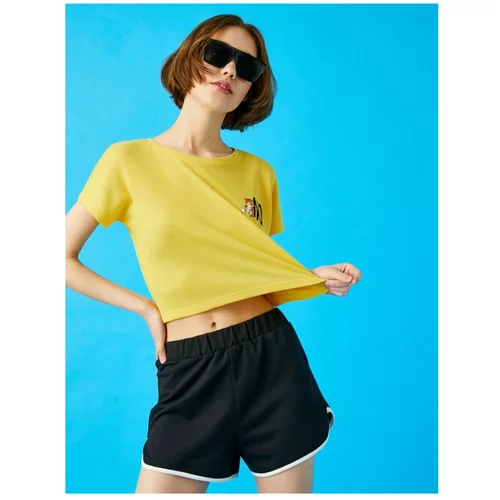 Koton Women's Yellow Crew Neck T-Shirt