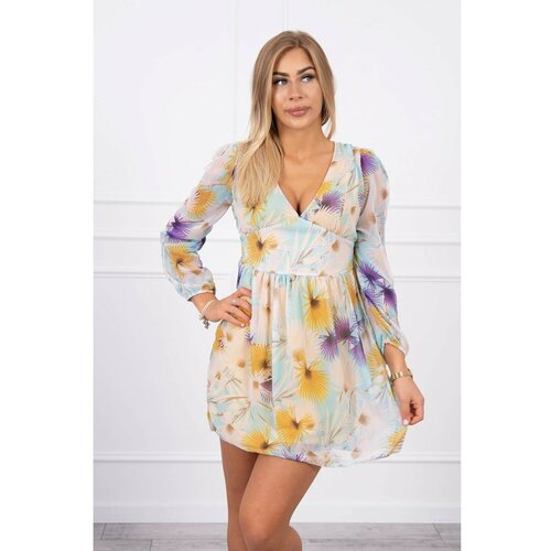 Kesi Airy dress with a floral motif yellow Cene