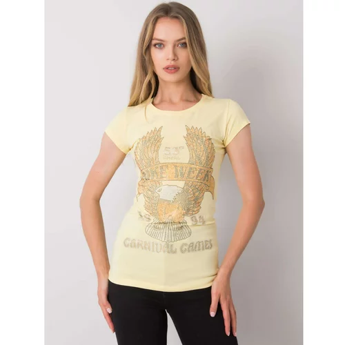 Fashion Hunters Light yellow women's t-shirt with application