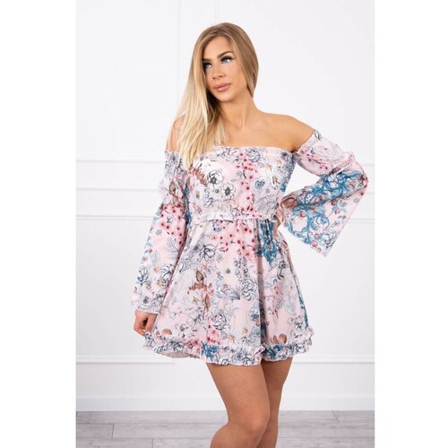 Kesi Off-the-shoulder floral dress powdered pink Slike