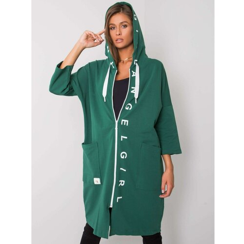 Fashion Hunters Dark green zip-up hoodie Cene