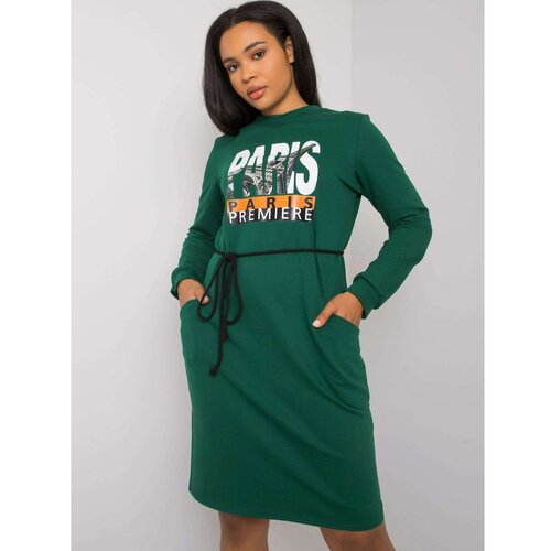 Fashion Hunters Green plus size dress with a print Slike