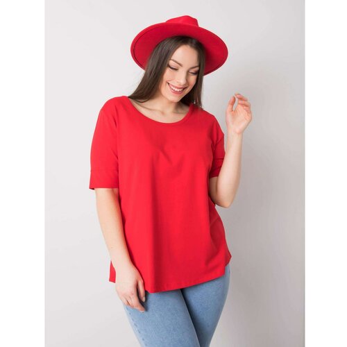 Fashion Hunters Ženska pamučna majica crvene boje veličine plus Slike