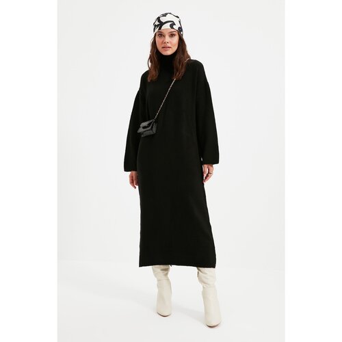 Trendyol Black Turtleneck Soft Long Knitwear Dress Slike