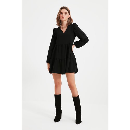 Trendyol Black Petite Pleated Dress Slike