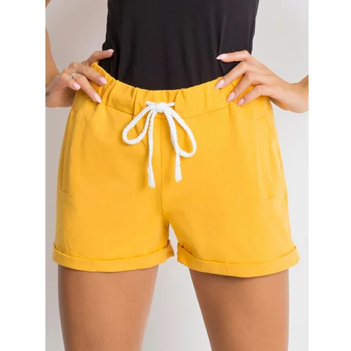 Fashion Hunters Ladies' dark yellow cotton shorts