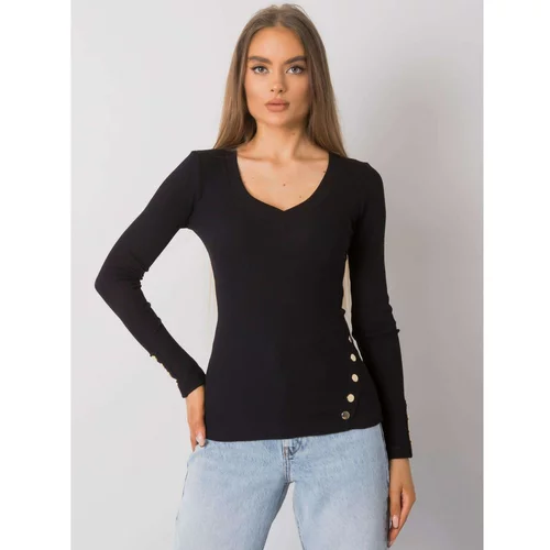 Fashion Hunters RUE PARIS Women's black blouse with long sleeves