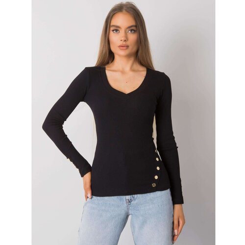 Fashion Hunters RUE PARIS Women's black blouse with long sleeves Slike