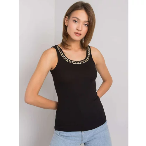 Fashion Hunters OCH BELLA Black ribbed top with a chain