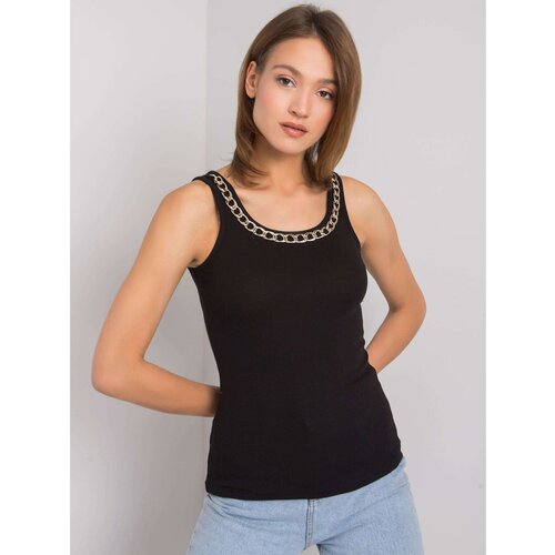 Fashion Hunters OCH BELLA Black ribbed top with a chain Slike
