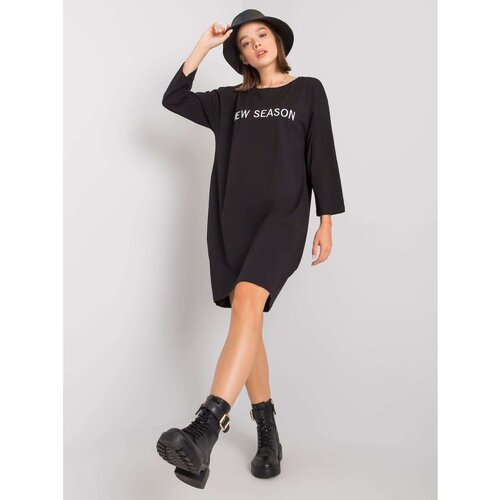 Fashion Hunters Black cotton dress with an inscription Slike