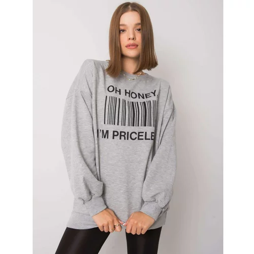 Fashion Hunters Gray hooded sweatshirt with an inscription