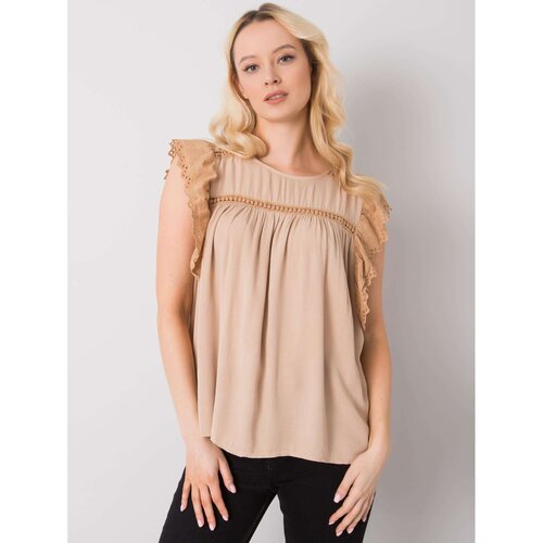 Fashion Hunters Beige blouse with short sleeves Slike