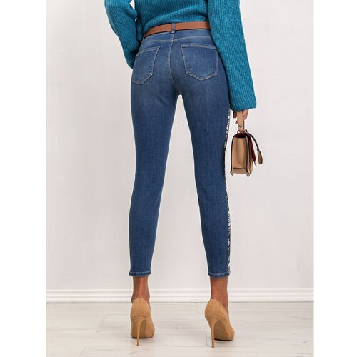 Fashion Hunters Blue women´s jeans with stripes RUE PARIS Slike