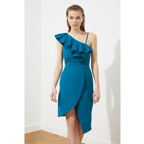 Trendyol Ženska haljina Envelop plava Slike