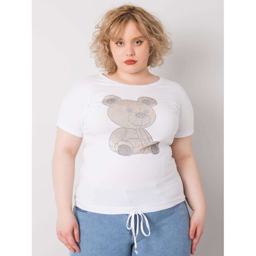 Fashion Hunters Plus size white blouse with drawstrings Slike