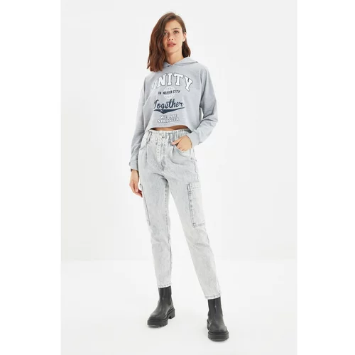 Trendyol Gray Pocket Detailed High Waist Mom Jeans