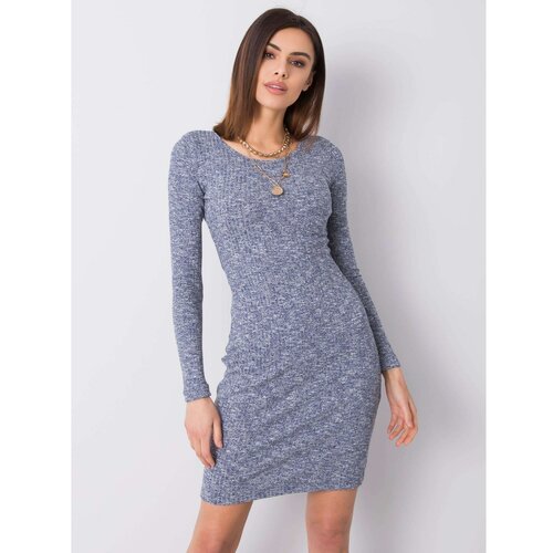 Fashion Hunters RUE PARIS Blue fitted dress with a cut-out Slike