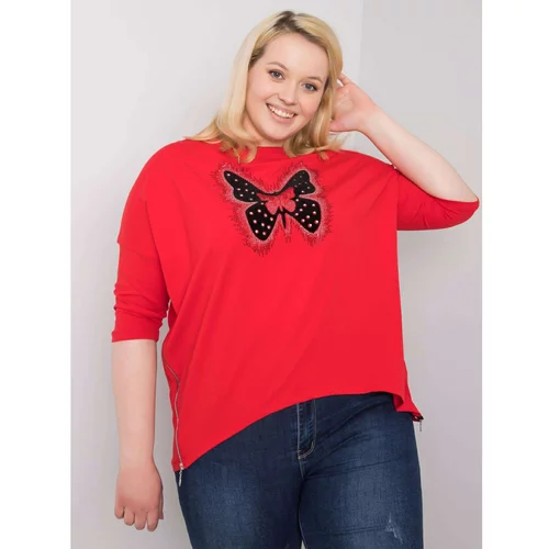 Fashion Hunters Red cotton blouse with an application