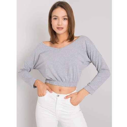 Fashion Hunters RUE PARIS Gray melange blouse with long sleeves Slike
