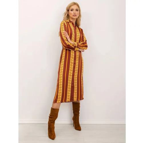 Fashion Hunters BSL Brown and yellow dress