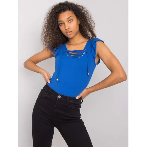 Fashion Hunters Dark blue blouse with lacing