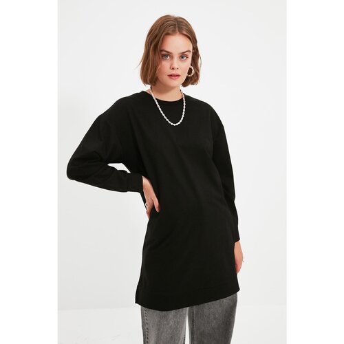 Trendyol Black Crew Neck Slit Detailed Basic Knitted Sweatshirt Cijene