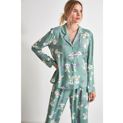 Trendyol Ženska pidžama - komplet Rabbit patterned bela | kaki Slike