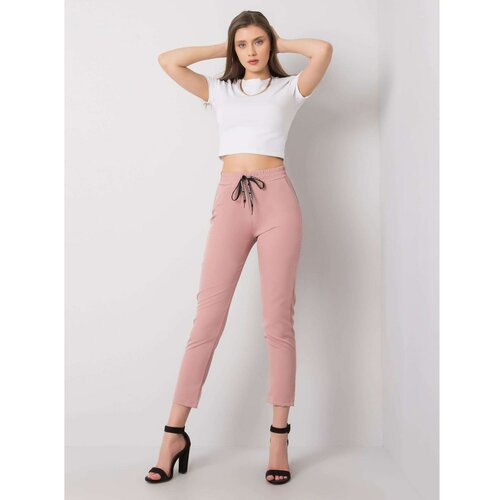 Fashion Hunters Dusty pink women's fabric trousers Slike