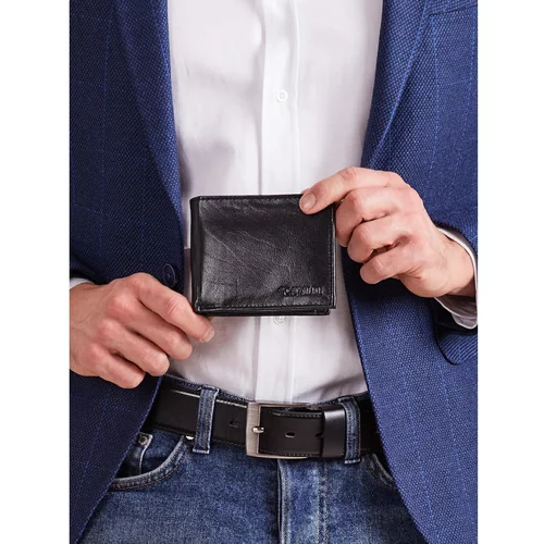 Fashionhunters Men's black leather wallet
