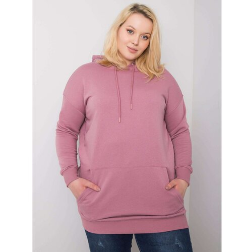 Fashion Hunters Dusty pink plus size cotton hooded sweatshirt Slike