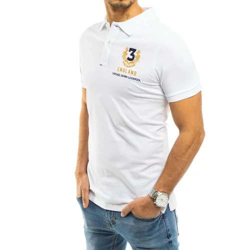 DStreet Men's white polo shirt PX0360