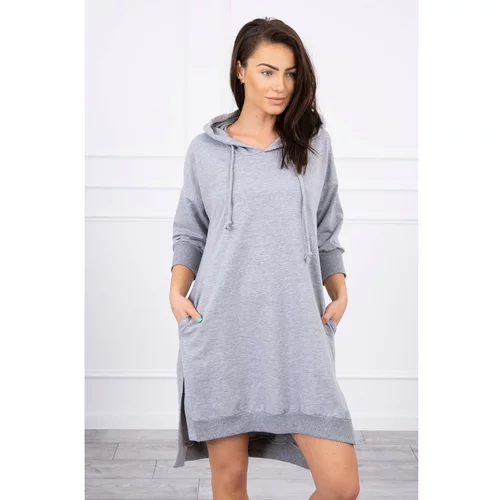 Kesi Dress with a hood and longer back gray