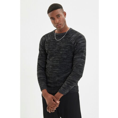 Trendyol Black Men's Slim Fit Crew Neck Muline Sweater Slike