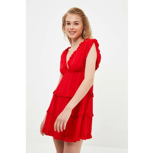 Trendyol Red Ruffle Detailed Beach Dress